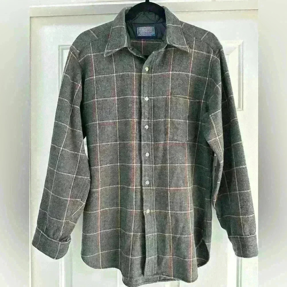 VINTAGE PENDLETON 100% VIRGIN WOOL LODGE BUTTON UP SHIRT SIZE MEDIUM PLAID